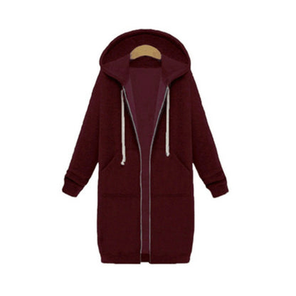 Women Hooded Long Sleeved Sweater In The Long Coat