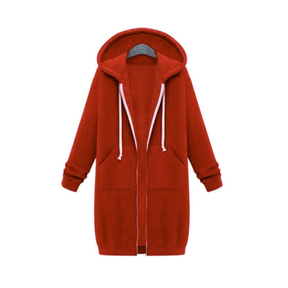 Women Hooded Long Sleeved Sweater In The Long Coat