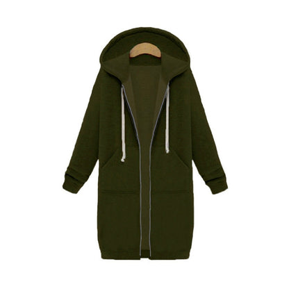 Women Hooded Long Sleeved Sweater In The Long Coat