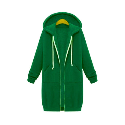Women Hooded Long Sleeved Sweater In The Long Coat