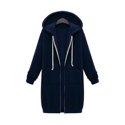 Women Hooded Long Sleeved Sweater In The Long Coat