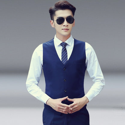 Men Vest Slim Korean Work Clothes Suit Vest Groomsmen Professional Wear Men Vest