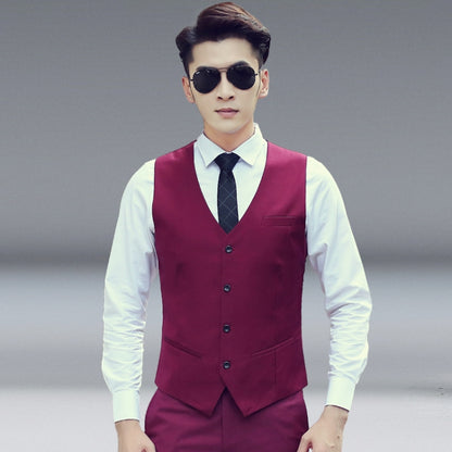 Men Vest Slim Korean Work Clothes Suit Vest Groomsmen Professional Wear Men Vest