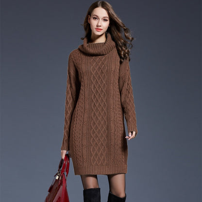 Autumn And Winter Knitwear Dresses Long Turtleneck Sweater For Women