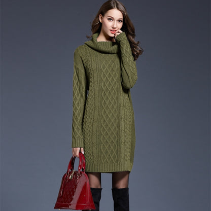 Autumn And Winter Knitwear Dresses Long Turtleneck Sweater For Women