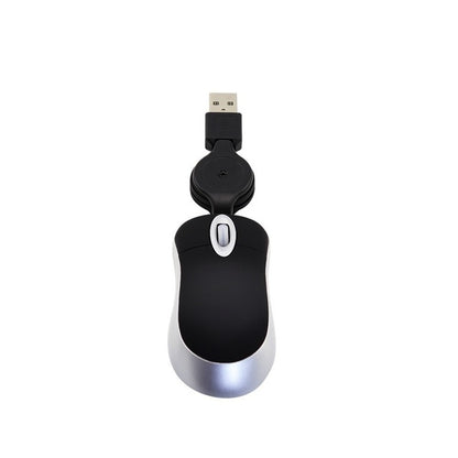 Mini Computer Mouse Retractable USB Cable Optical Ergonomic1600 DPI Portable Small Mice for Laptop