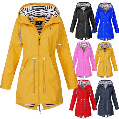 Women Waterproof Rain Jacket Hooded Raincoat