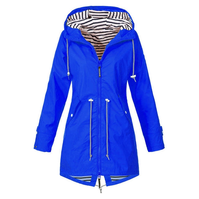 Women Waterproof Rain Jacket Hooded Raincoat
