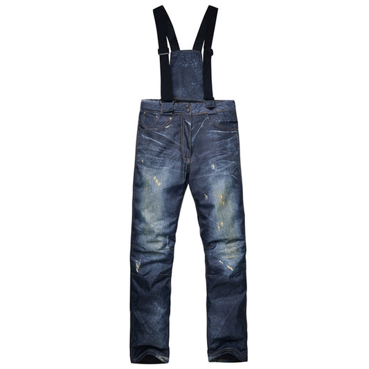 Men Snow Pants Cowboy Style Winter Outdoor Snowboarding Skiing Trousers with Belt