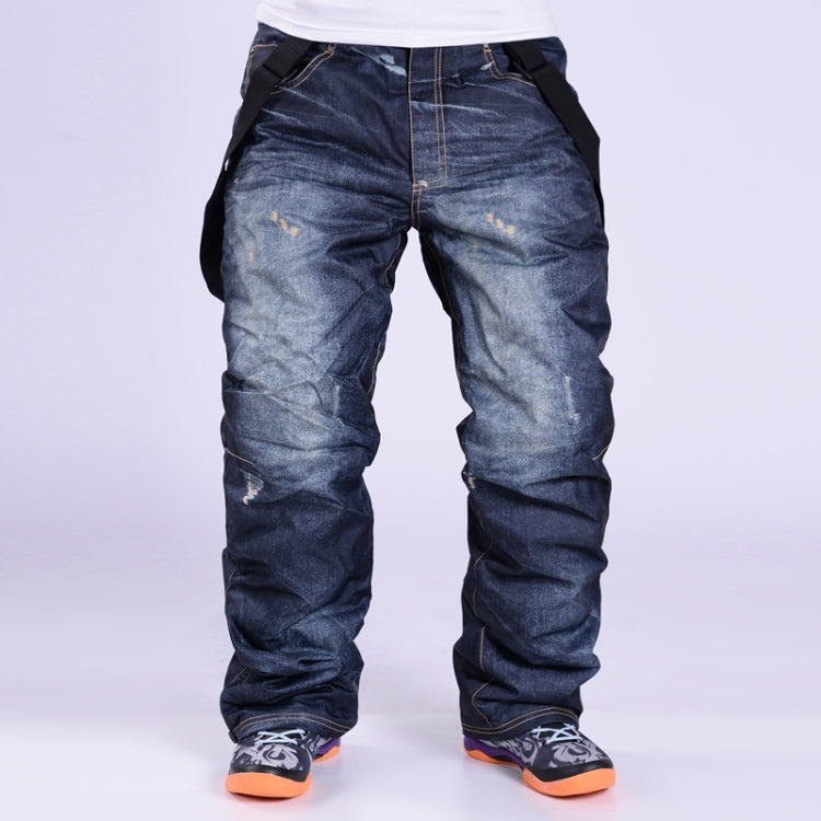 Men Snow Pants Cowboy Style Winter Outdoor Snowboarding Skiing Trousers with Belt