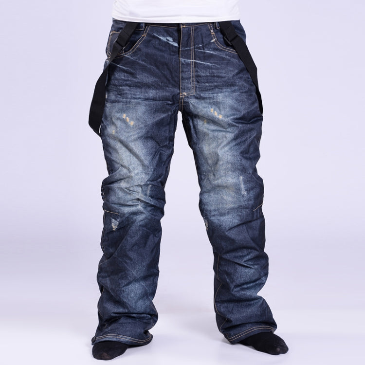 Men Snow Pants Cowboy Style Winter Outdoor Snowboarding Skiing Trousers with Belt