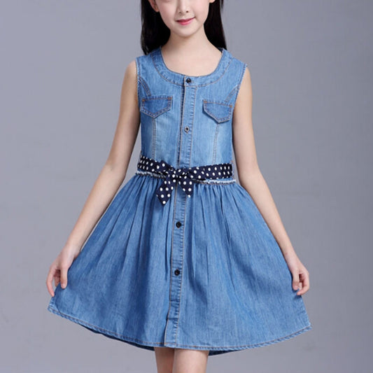 Summer Girl Sleeveless Denim Skirt Dress