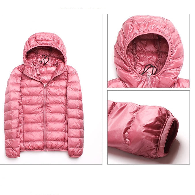 Casual Ultra Light White Duck Down Jacket Women Autumn Winter Warm Coat Hooded Parka