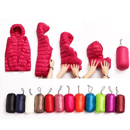 Casual Ultra Light White Duck Down Jacket Women Autumn Winter Warm Coat Hooded Parka