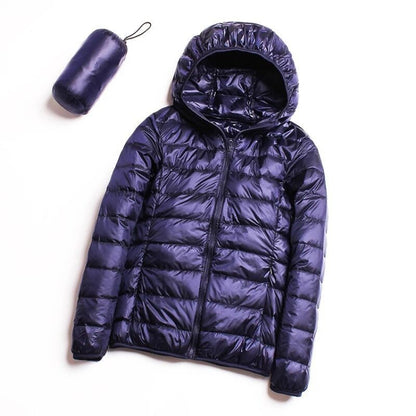 Casual Ultra Light White Duck Down Jacket Women Autumn Winter Warm Coat Hooded Parka