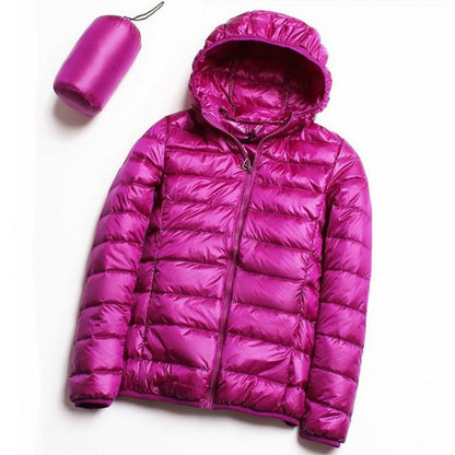 Casual Ultra Light White Duck Down Jacket Women Autumn Winter Warm Coat Hooded Parka