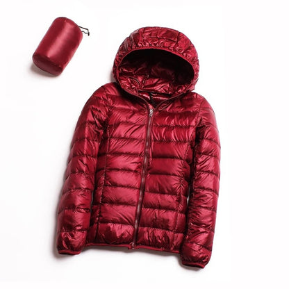 Casual Ultra Light White Duck Down Jacket Women Autumn Winter Warm Coat Hooded Parka
