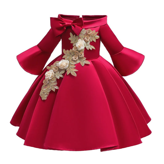 Girls European Style Embroidered Dress Prom Dress