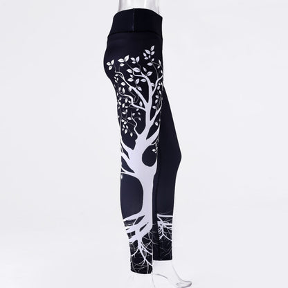 Tree Print High Waist Push Up Leggings Sport Women Elastic Breathable Yoga Pants