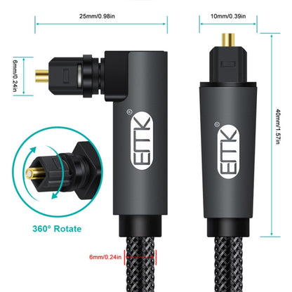 EMK 90 Degree Swivel Adjustable Right Angled 360 Degrees Rotatable Plug Nylon Woven Mesh Optical Audio Cable