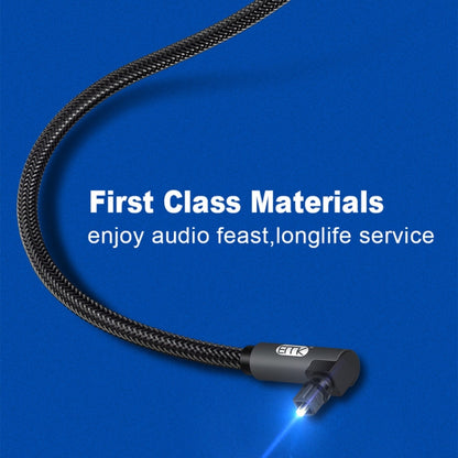 EMK 90 Degree Swivel Adjustable Right Angled 360 Degrees Rotatable Plug Nylon Woven Mesh Optical Audio Cable