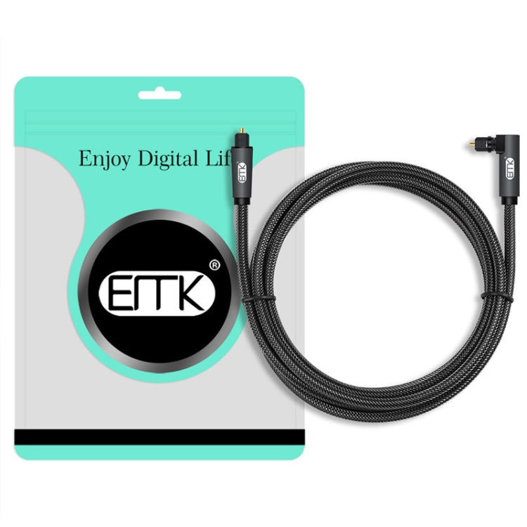 EMK 90 Degree Swivel Adjustable Right Angled 360 Degrees Rotatable Plug Nylon Woven Mesh Optical Audio Cable