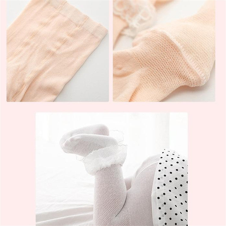 Spring And Autumn Thin Breathable Girl Mesh Pantyhose Lace Baby Tights