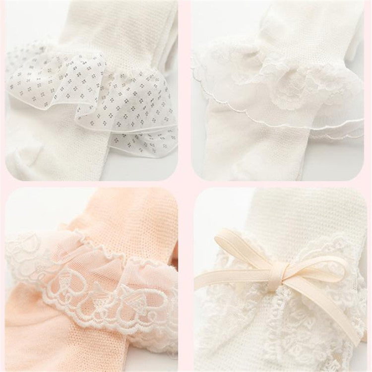 Spring And Autumn Thin Breathable Girl Mesh Pantyhose Lace Baby Tights