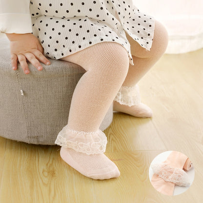Spring And Autumn Thin Breathable Girl Mesh Pantyhose Lace Baby Tights