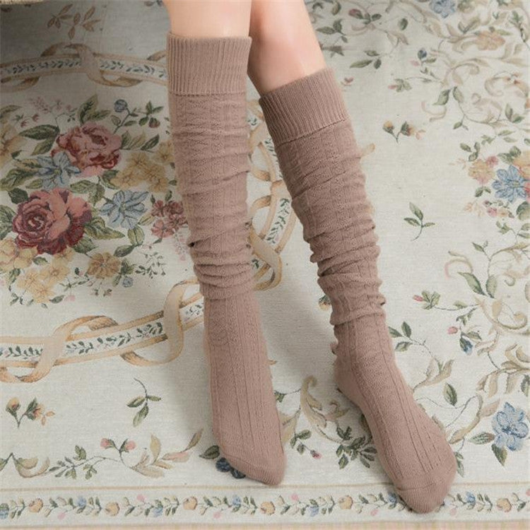 Spring and Autumn Cotton Over-knee Socks Preppy Style Jacquard Stockings