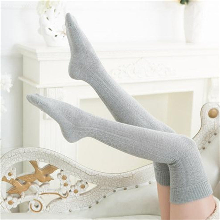 Spring and Autumn Cotton Over-knee Socks Preppy Style Jacquard Stockings