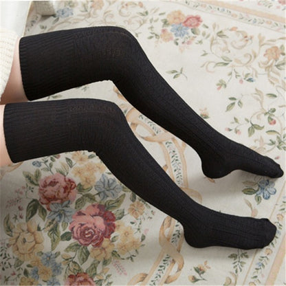 Spring and Autumn Cotton Over-knee Socks Preppy Style Jacquard Stockings