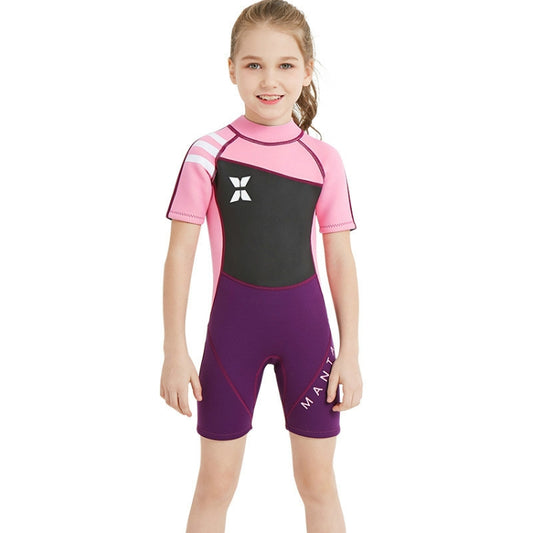 DIVE & SAIL WS-18813 2.5mm Children Warm Diving Suit One-piece Short-sleeved Sunscreen Snorkeling Suit Drifting Cold-proof Swimming Suit