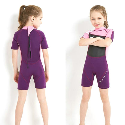 DIVE & SAIL WS-18813 2.5mm Children Warm Diving Suit One-piece Short-sleeved Sunscreen Snorkeling Suit Drifting Cold-proof Swimming Suit