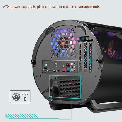 GAMEKM Genki Bomb Personality Gaming Internet Cafe Side Through Gaming Case USB 3.0 Water-cooled Desktop Computer Case