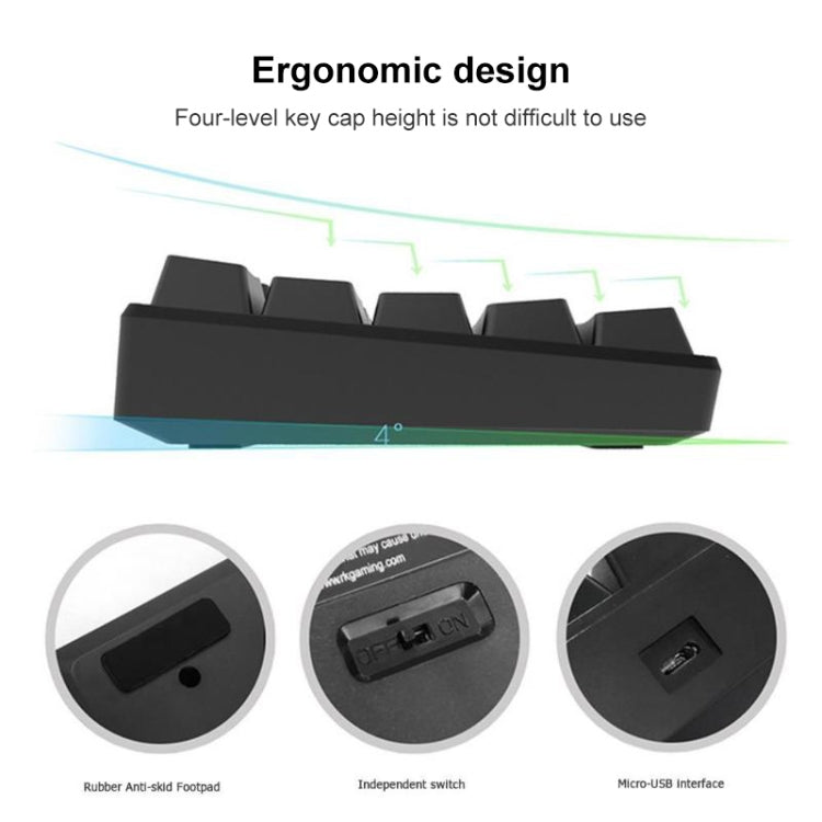 RK61 61 Keys Bluetooth / Wireless Dual Modes Tablet Mobile Gaming Mechanical Keyboard, Cable Length: 1.5m, Green Shaft, Tea Shaft, Red Shaft