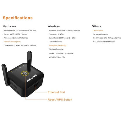PIX-LINK WR22 300 Мбит/с беспроводной усилитель сигнала Wi-Fi