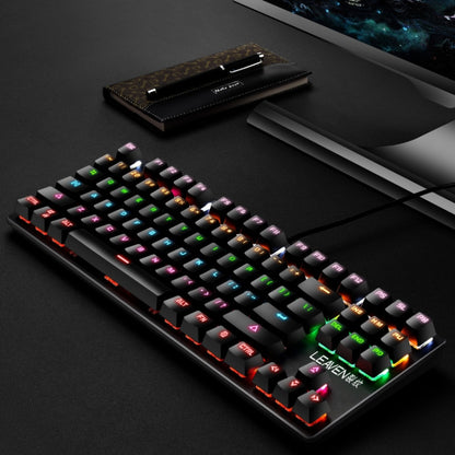 LEAVEN K550 87 Keys Green Shaft Gaming Athletic Office Notebook Punk Mechanical Keyboard, Cable Length: 1.8m