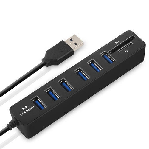 Мульти USB 2.0 концентратор USB-разветвитель высокоскоростной на 6 портов с картридером TF SD