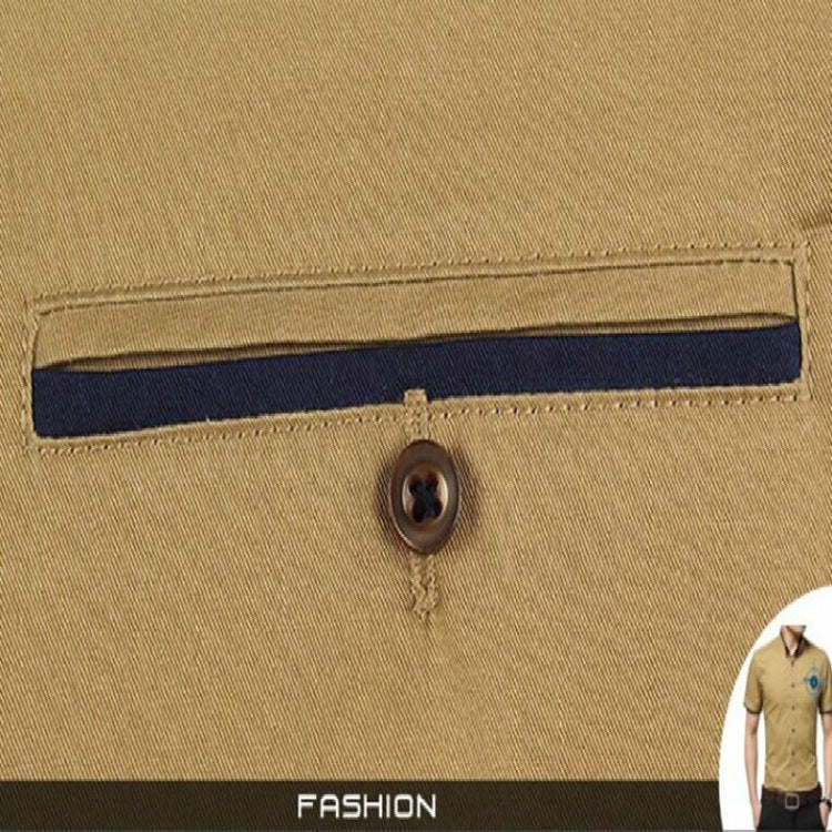 Men Business Shirt Short Sleeves Turn-down Collar Shirt