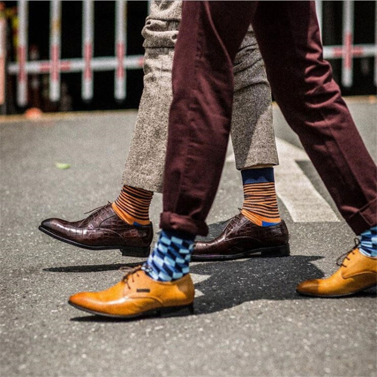 Cotton Various Cartoon Geometric Patterns Fashion Men Tube Socks