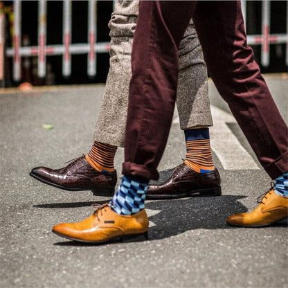 Cotton Various Cartoon Geometric Patterns Fashion Men Tube Socks