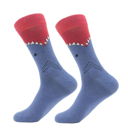 Cotton Various Cartoon Geometric Patterns Fashion Men Tube Socks