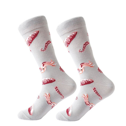 Cotton Various Cartoon Geometric Patterns Fashion Men Tube Socks