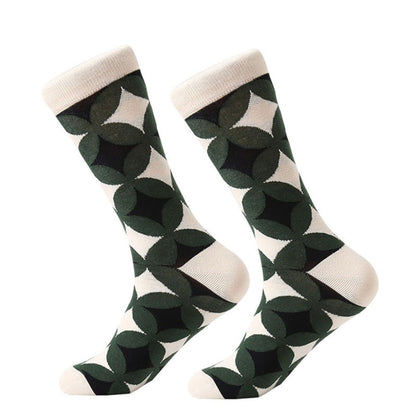 Cotton Various Cartoon Geometric Patterns Fashion Men Tube Socks