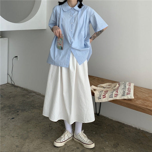 High Waist Drape Skirt Loose And Thin Mid-Length A-Line Skirt