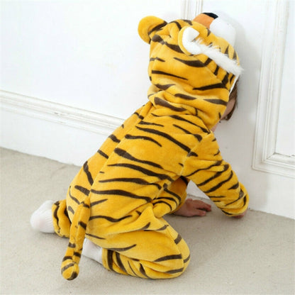 Babies Cartoon Animal Shape Flannel Jumpsuit Romper