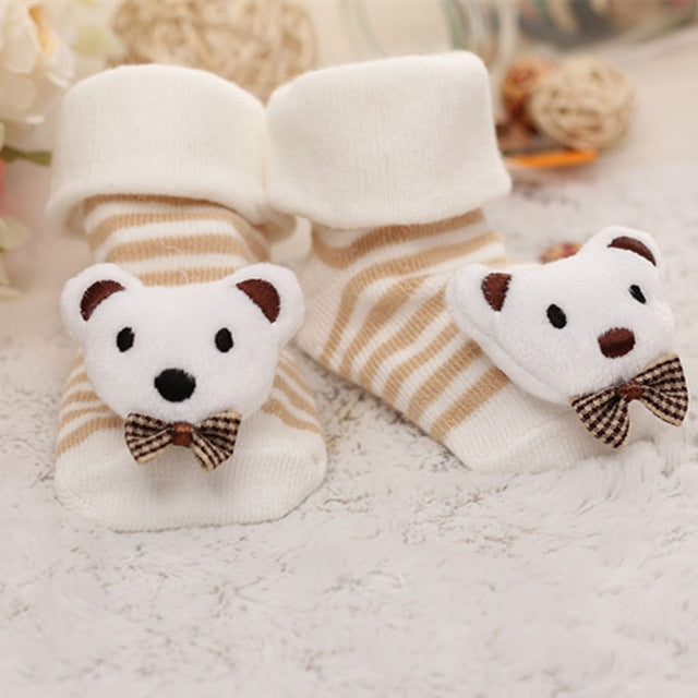 3 Pairs Cotton Cartoon Non-slip Baby Floor Socks Cute Three-Dimensional Doll Baby Toddler Socks