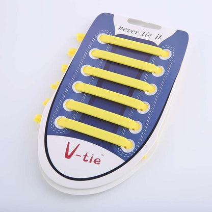 12 PCS / Set Creative Unisex Women Men Athletic Running No Tie Shoelaces Elastic Silicone Shoe Lace for All Sneakers