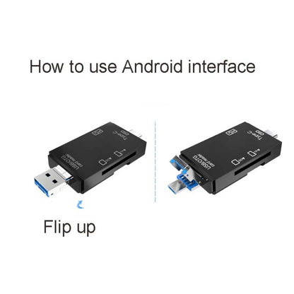 2 PCS Type-C & Micro USB & USB 2.0 3 in 1 Ports Multi-function Card Reader, Support U Disk / TF / SD